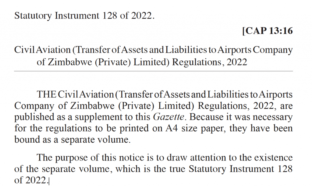 Statutory Instrument 128 of 2022